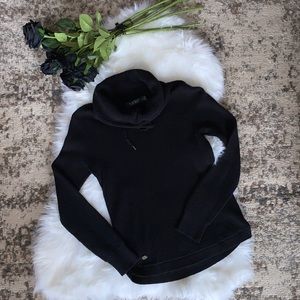 Ralph Lauren Black Cowl Neck Cotton Knit Sweater S